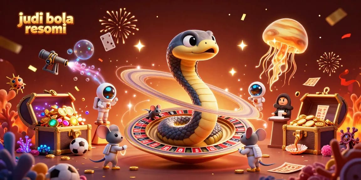 Experience top-level betting with judi bola resmi in this vibrant cosmic casino scene.