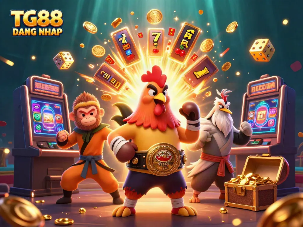 Engage with TG88 DANG NHAP in a vibrant casino action scene featuring dynamic characters and exciting game elements.
