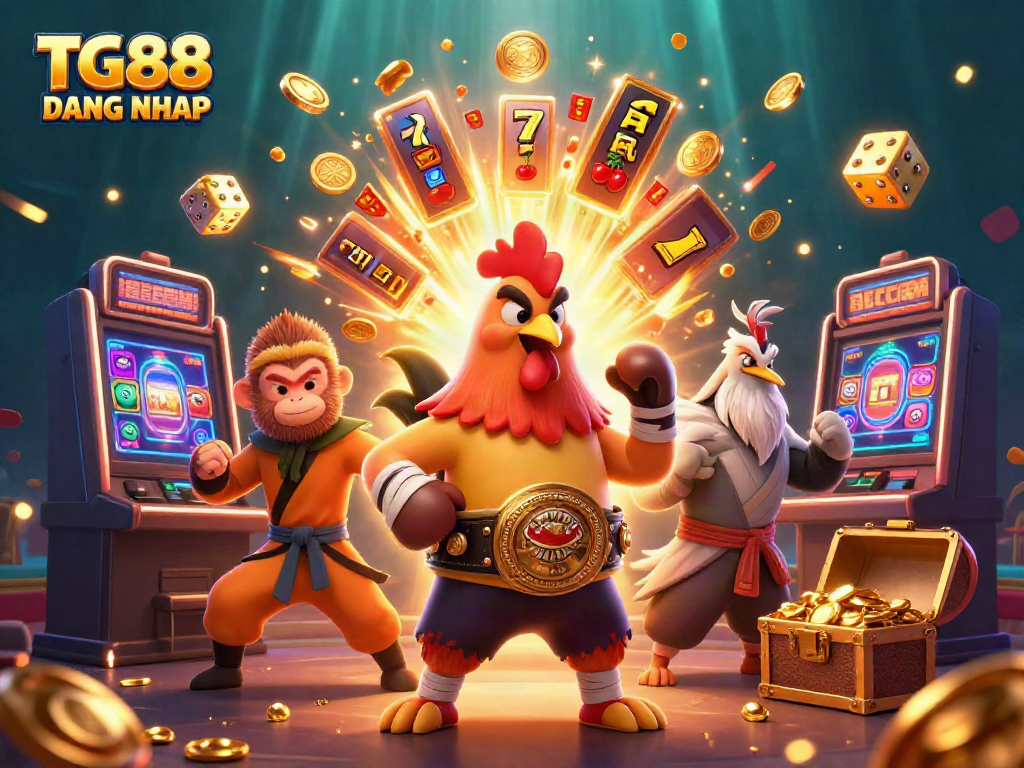 Engage with TG88 DANG NHAP in a vibrant casino action scene featuring dynamic characters and exciting game elements.