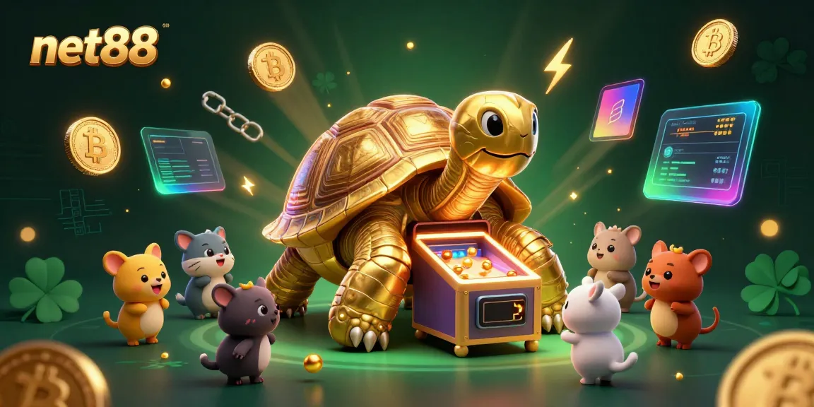 Play exciting games at net88 featuring a golden tortoise pinball machine with crypto coins.