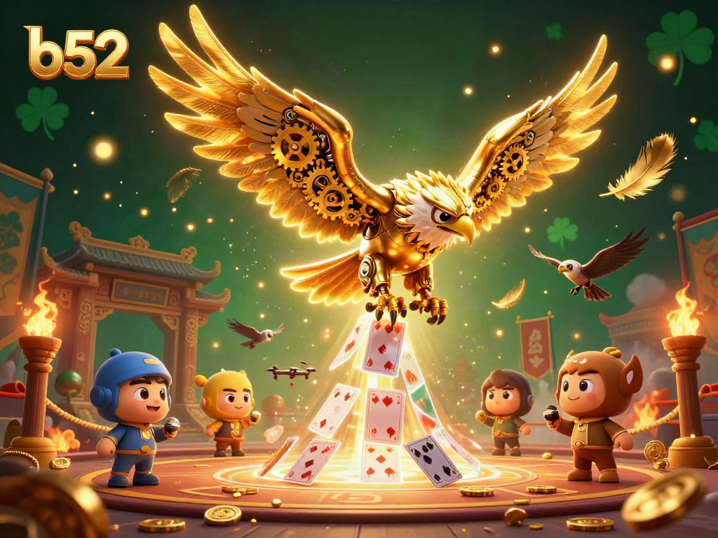 Engage with b52 like never before in a dynamic cosmic casino atmosphere filled with holographic cards and golden elements.