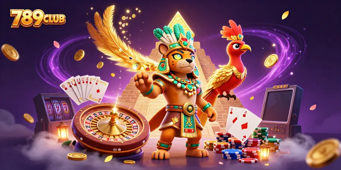 Experience the thrill of 789CLUB with a dynamic casino scene featuring games and colorful décor.