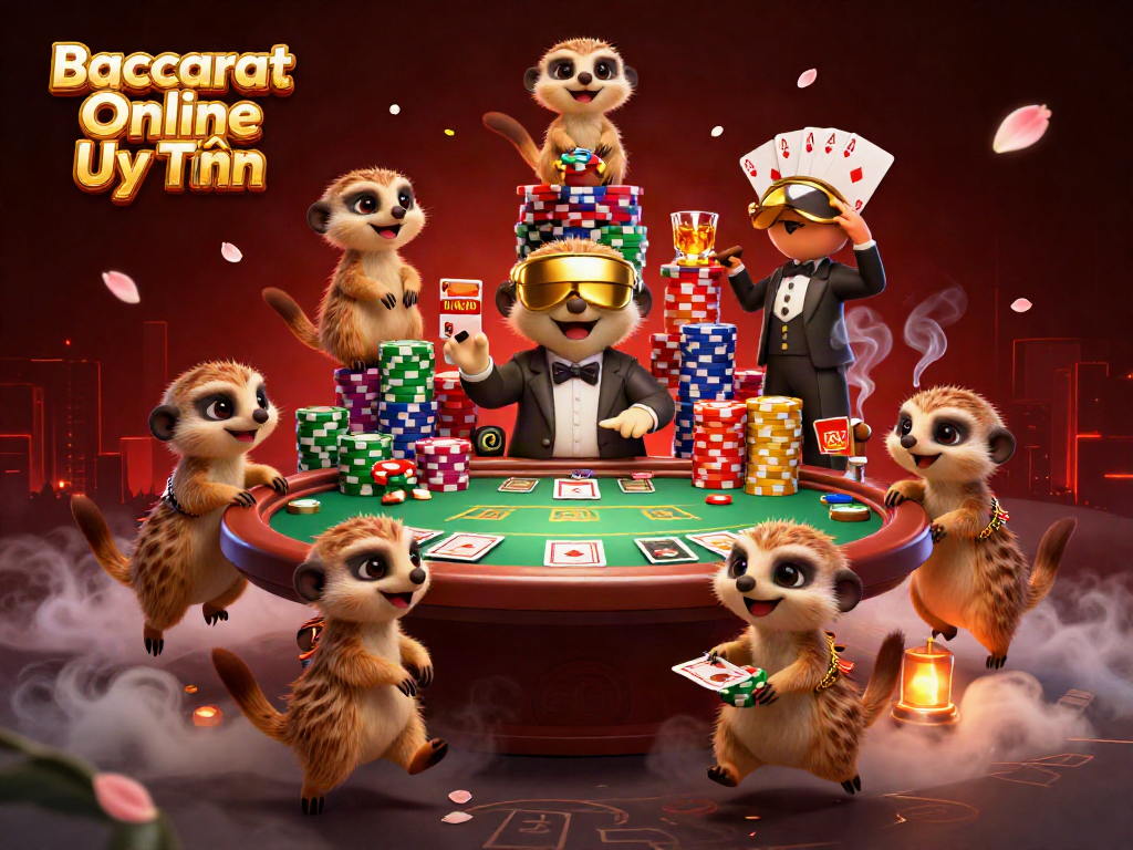 Experience Baccarat Online Uy Tín with engaging meerkats delighting in casino excitement.