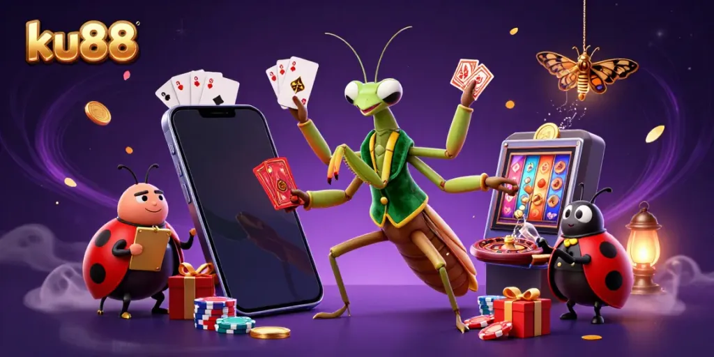 Experience the excitement of ku88 with dynamic characters in a vibrant casino scene.