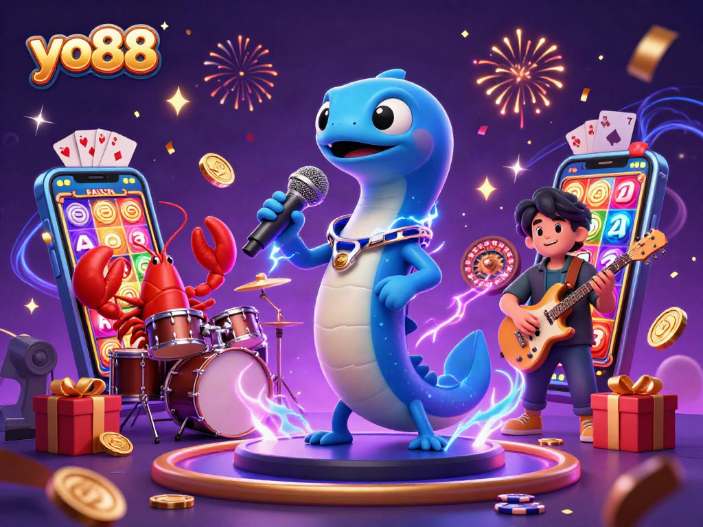 Experience the thrill of yo88 gaming with an underwater DJ performance amidst vibrant slot elements.