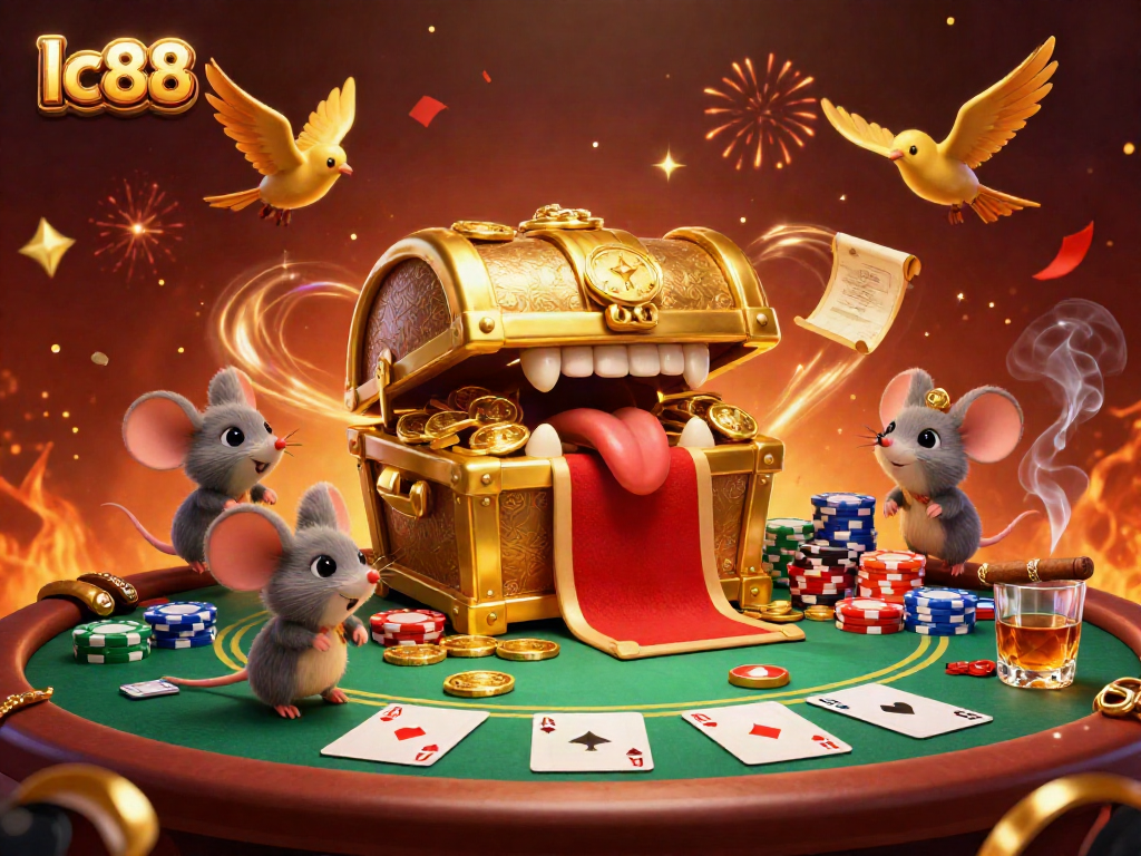 Experience the thrill of lc88 with a vibrant casino scene showcasing animated characters and poker elements.