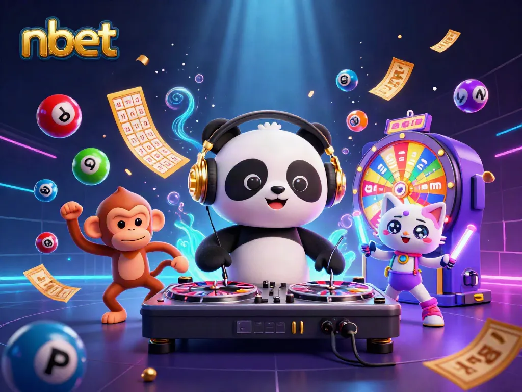 Experience nbet's vibrant entertainment scene with a DJ panda and exciting game elements.