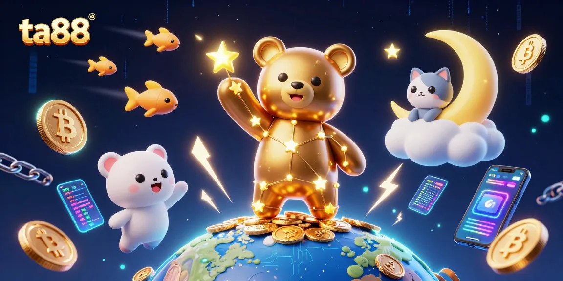 Experience excitement at ta88 with a dazzling 3D casino scene filled with vibrant game elements.