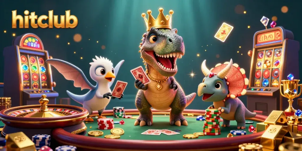 Engage with hitclub in this vibrant illustration featuring casino fun and excitement.