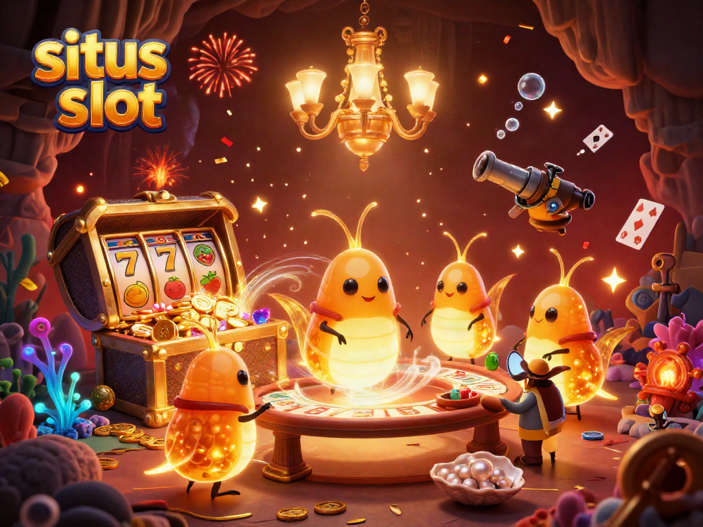 Illuminate your gaming experience with situs slot in this dazzling casino scene lit by glowworms.