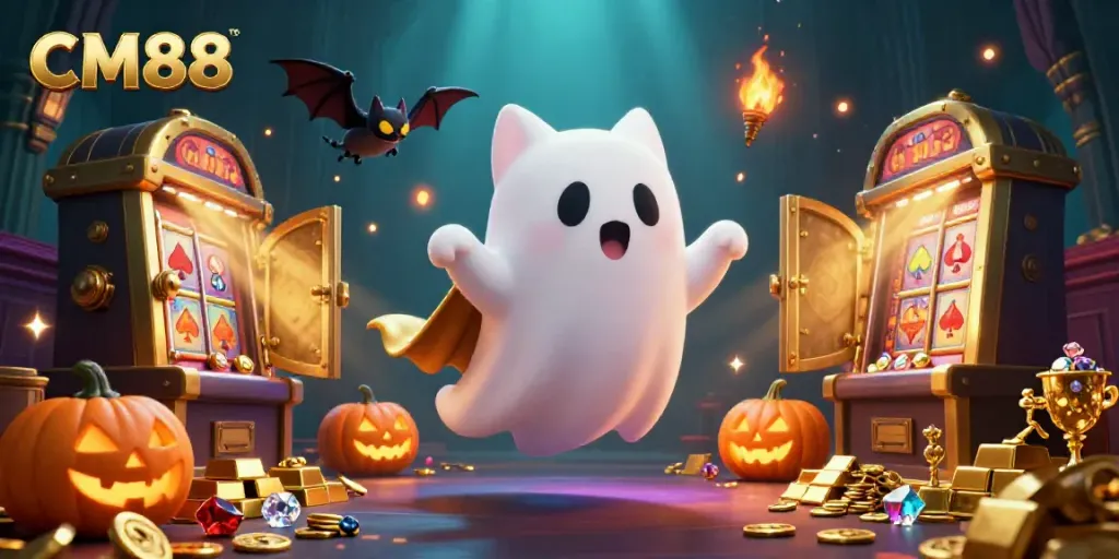 Engage with CM88’s haunted casino adventure featuring a ghost cat and golden treasures.