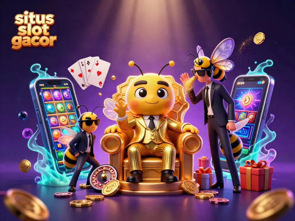 Engage with situs slot gacor featuring a bumblebee mob boss amidst vibrant gambling elements.