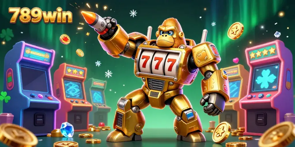 Experience thrilling gameplay with the golden gorilla mech and vibrant casino graphics at 789win.