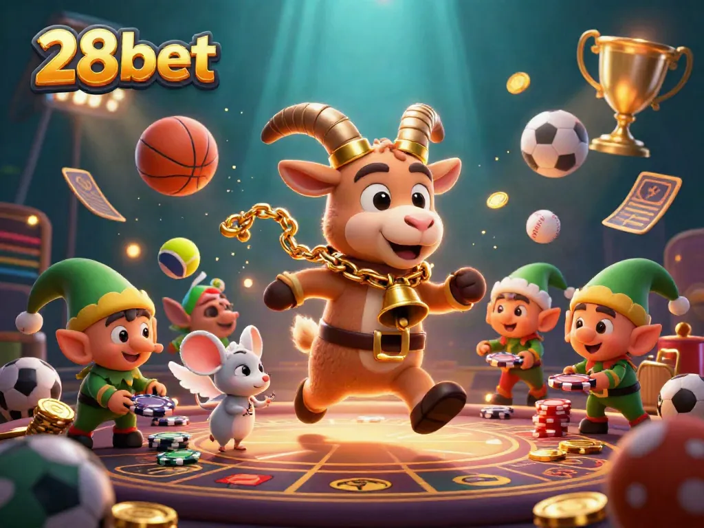 Join the fun at 28bet's vibrant casino scene with Krampus, a tiny angel mouse, and naughty gremlins.