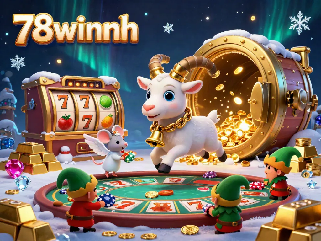 Engage in thrilling gameplay at 78winnh with festive characters in a lively casino setting, featuring high-stakes games.