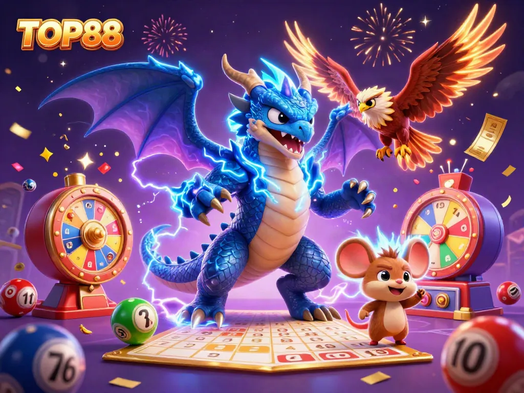 Engage with thrilling gameplay at TOP88, featuring dynamic lottery elements and a magical atmosphere.
