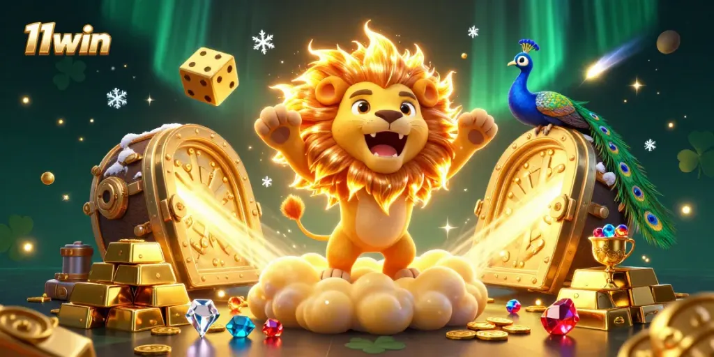 Win big with 11win in a vibrant, energetic casino scene filled with treasures.