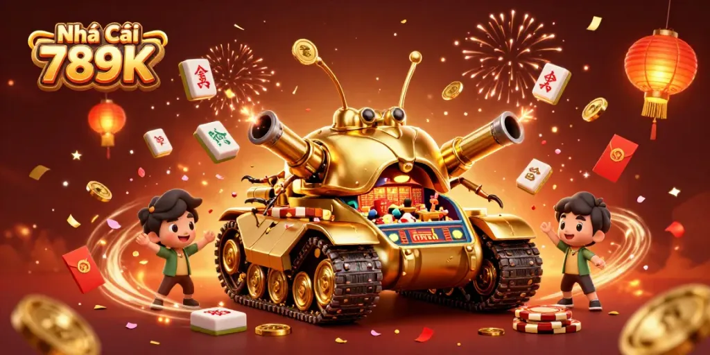 Engage with Nhà Cái 789K's vibrant gaming experience, featuring a dynamic mini casino and festive elements.