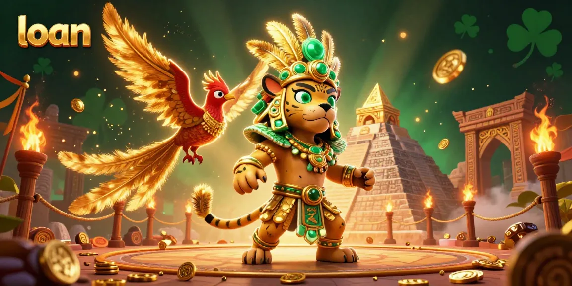Experience fast cash loan options with our dynamic gaming illustration featuring golden coins and feathers.