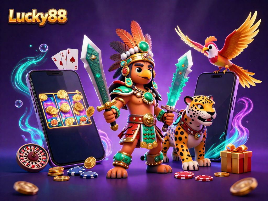 Experience thrilling gameplay with Lucky88, featuring vibrant slot games and dynamic casino elements.