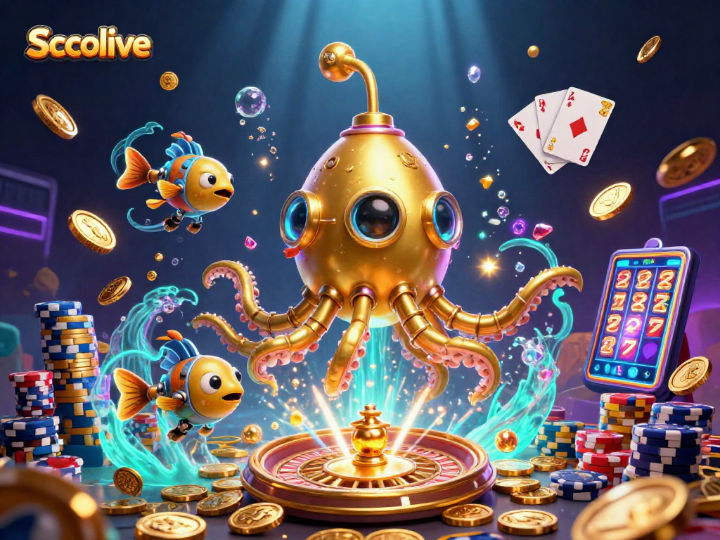 Socolive showcases a vibrant casino scene with a golden kraken and floating poker elements.