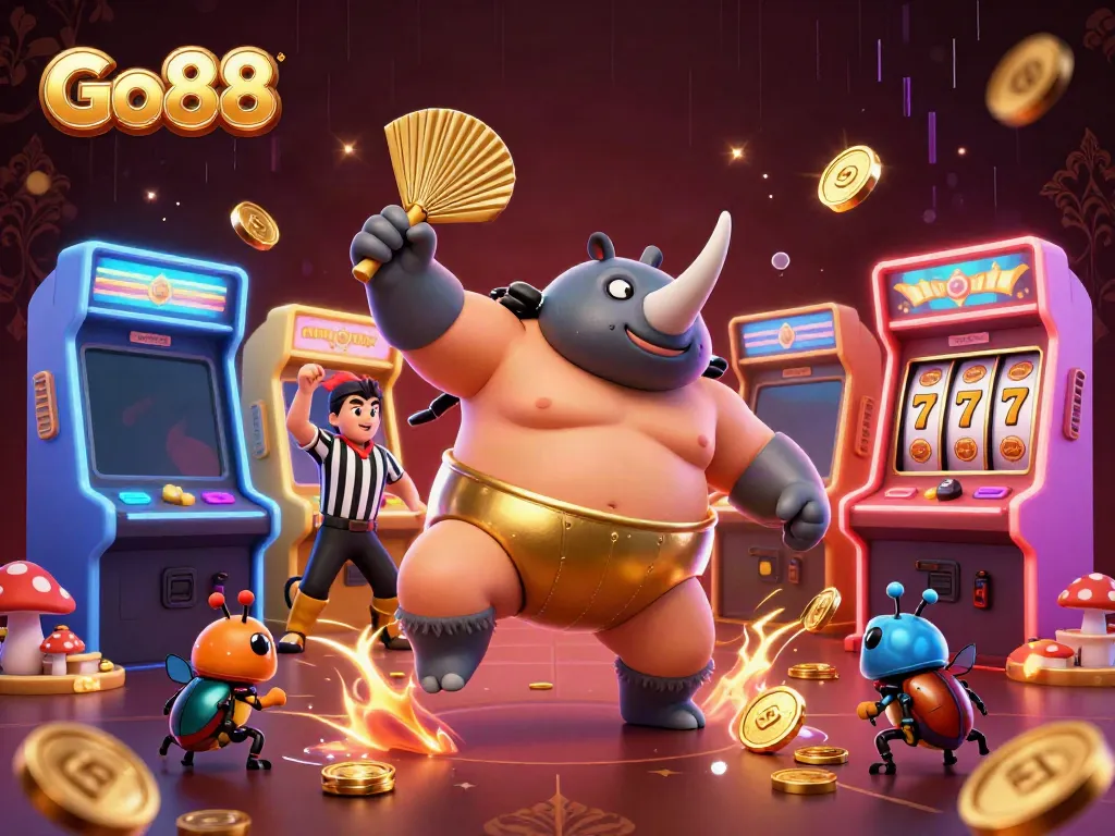 Experience the magic of Go88 as a sumo beetle champion unleashes a flood of golden coins